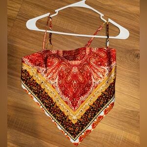 Princess Polly Bandana Tie Red Top Size 6